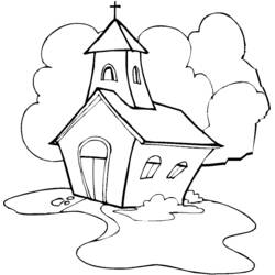 Dessin à colorier: Église (Bâtiments et Architecture) #64177 - Coloriages à Imprimer Gratuits