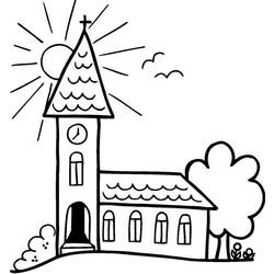 Dessin à colorier: Église (Bâtiments et Architecture) #64210 - Coloriages à Imprimer Gratuits