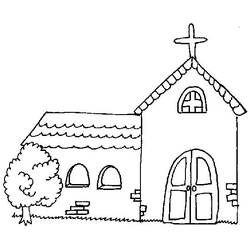 Dessin à colorier: Église (Bâtiments et Architecture) #64234 - Coloriages à Imprimer Gratuits