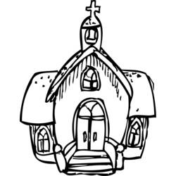 Dessin à colorier: Église (Bâtiments et Architecture) #64273 - Coloriages à Imprimer Gratuits