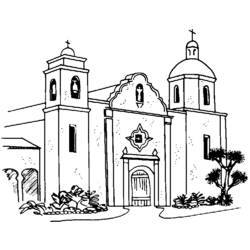 Dessin à colorier: Église (Bâtiments et Architecture) #64309 - Coloriages à Imprimer Gratuits