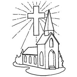 Dessin à colorier: Église (Bâtiments et Architecture) #64313 - Coloriages à Imprimer Gratuits