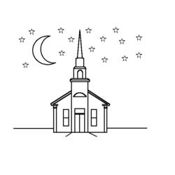 Dessin à colorier: Église (Bâtiments et Architecture) #64329 - Coloriages à Imprimer Gratuits