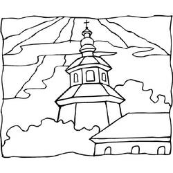 Dessin à colorier: Église (Bâtiments et Architecture) #64335 - Coloriages à Imprimer Gratuits
