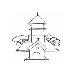 Dessin à colorier: Église (Bâtiments et Architecture) #64357 - Coloriages à Imprimer Gratuits