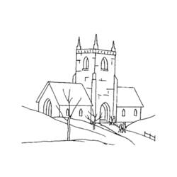 Dessin à colorier: Église (Bâtiments et Architecture) #64365 - Coloriages à Imprimer Gratuits