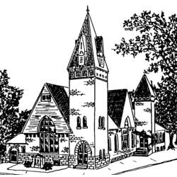 Dessin à colorier: Église (Bâtiments et Architecture) #64416 - Coloriages à Imprimer Gratuits