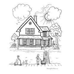 Dessin à colorier: Maison (Bâtiments et Architecture) #64628 - Coloriages à Imprimer Gratuits