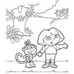 Dessin à colorier: Dora l'Exploratrice (Dessins Animés) #30100 - Coloriages à Imprimer Gratuits