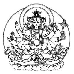 Dessin à colorier: Mythologie Hindou: Bouddha (Dieux et Déesses) #89544 - Coloriages à Imprimer Gratuits