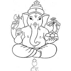 Dessin à colorier: Mythologie Hindou: Ganesh (Dieux et Déesses) #96850 - Coloriages à Imprimer Gratuits