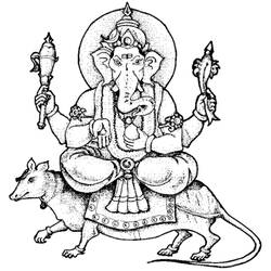 Dessin à colorier: Mythologie Hindou: Ganesh (Dieux et Déesses) #96876 - Coloriages à Imprimer Gratuits