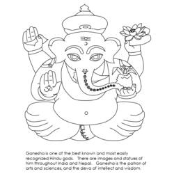 Dessin à colorier: Mythologie Hindou: Ganesh (Dieux et Déesses) #96885 - Coloriages à Imprimer Gratuits