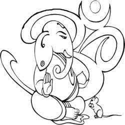 Dessin à colorier: Mythologie Hindou: Ganesh (Dieux et Déesses) #96924 - Coloriages à Imprimer Gratuits