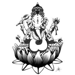 Dessin à colorier: Mythologie Hindou: Ganesh (Dieux et Déesses) #97013 - Coloriages à Imprimer Gratuits