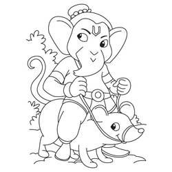 Dessin à colorier: Mythologie Hindou: Ganesh (Dieux et Déesses) #97025 - Coloriages à Imprimer Gratuits