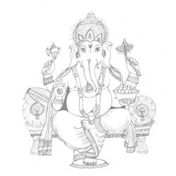 Dessin à colorier: Mythologie Hindou: Ganesh (Dieux et Déesses) #97030 - Coloriages à Imprimer Gratuits