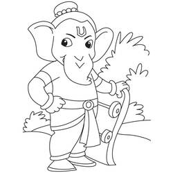Dessin à colorier: Mythologie Hindou: Ganesh (Dieux et Déesses) #97134 - Coloriages à Imprimer Gratuits