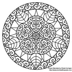 Dessin à colorier: Mandalas Fleurs (Mandalas) #117036 - Coloriages à Imprimer Gratuits