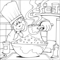 Dessin à colorier: Cuisinier / Cuisinière (Métiers et Professions) #91779 - Coloriages à Imprimer Gratuits