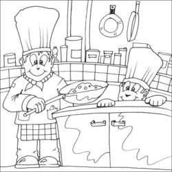 Dessin à colorier: Cuisinier / Cuisinière (Métiers et Professions) #91791 - Coloriages à Imprimer Gratuits