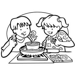 Dessin à colorier: Cuisinier / Cuisinière (Métiers et Professions) #91797 - Coloriages à Imprimer Gratuits