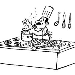 Dessin à colorier: Cuisinier / Cuisinière (Métiers et Professions) #91798 - Coloriages à Imprimer Gratuits