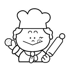Dessin à colorier: Cuisinier / Cuisinière (Métiers et Professions) #91799 - Coloriages à Imprimer Gratuits