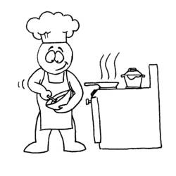 Dessin à colorier: Cuisinier / Cuisinière (Métiers et Professions) #91826 - Coloriages à Imprimer Gratuits