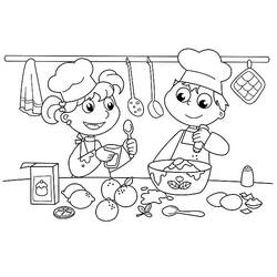 Dessin à colorier: Cuisinier / Cuisinière (Métiers et Professions) #92082 - Coloriages à Imprimer Gratuits