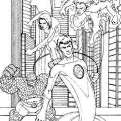 Dessin à colorier: Quatre Fantastiques (Super-héros) #76403 - Coloriages à Imprimer Gratuits