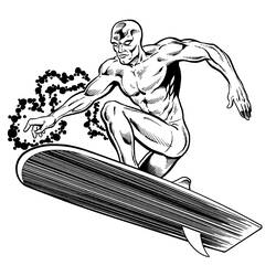 Dessin à colorier: Surfeur d'Argent (Super-héros) #81124 - Coloriages à Imprimer Gratuits