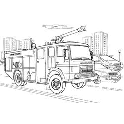 Dessin à colorier: Camion de Pompier (Transport) #135854 - Coloriages à Imprimer Gratuits